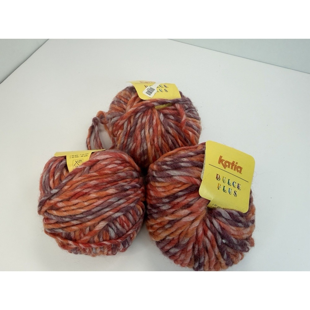 Katia Dulce Plus Yarn Wool Acrylic Blend Variegated Red Purple Pink + Lot Of 3